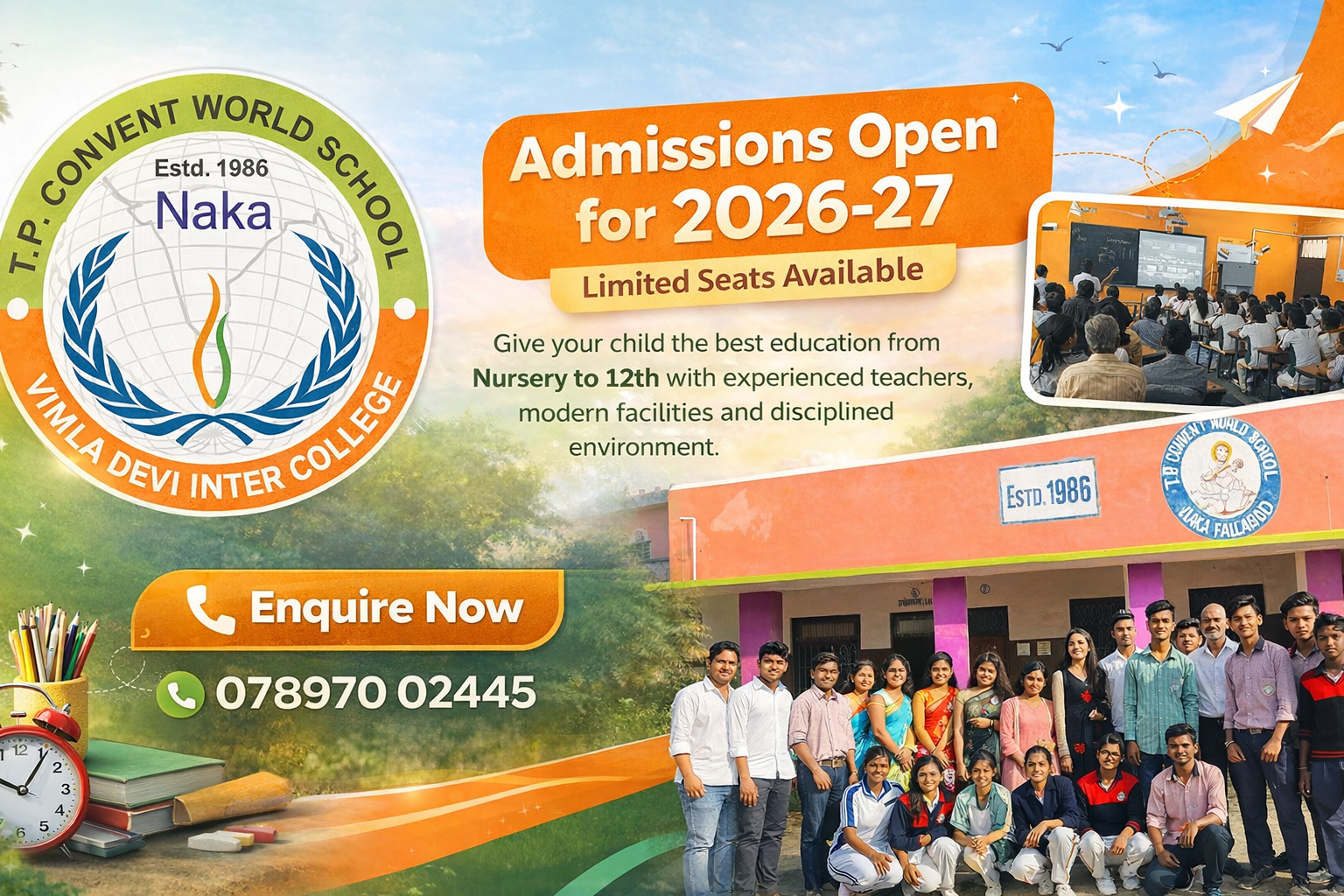 Admissions Open for Session 2026-27 at T.P Convent World School